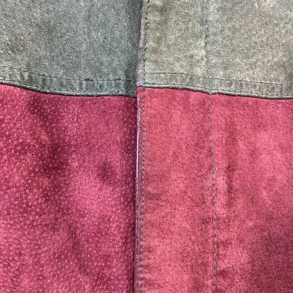 Outbrook Hooded Color Block Suede Coat Jacket Ladies Large Black Green Burgundy - Picture 12 of 16